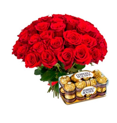 ukrayna 3 kırmızı gül Çiçeği & Ürünü Ukrayna 33 Gül ve Çikolata 